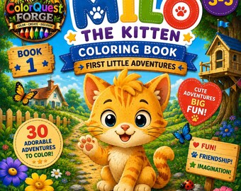 Série Milo, o Gatinho — LIVRO 1: Primeiras Aventuras | Livro de Colorir de Gatos para Crianças de 3 a 5 Anos | PDF para Imprimir