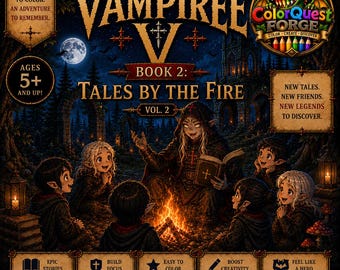 Vampire V Series — BOOK 2: Tales by the Fire Vol. 2 | Fantasy Coloring Book for Kids 5+ | Printable PDF