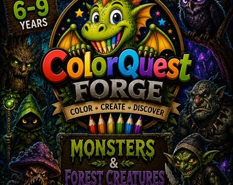 Creepy Monsters & Forest Creatures Coloring Book for Kids Ages 6-9 | 100 Fantasy Coloring Pages PDF