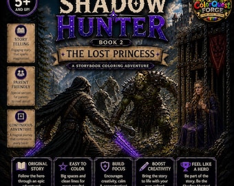 Shadow Hunter — BOOK 2: The Lost Princess | Fantasy Coloring Book for Kids 5+ | Printable PDF