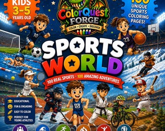 ColorQuestForge Sports World Coloring Book for Kids Ages 3-5 | 100 Sports Pages