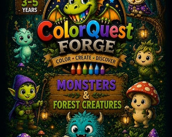Cute Monsters & Forest Creatures Coloring Book for Kids Ages 3-5 | 100 Printable Coloring Pages PDF