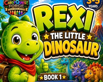 Rexi the Little Dinosaur Series — BOOK 1: The First Adventure | Dinosaur Coloring Book for Kids 3–5 | Printable PDF