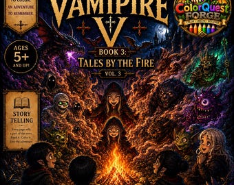 Vampire V Series — BOOK 3: Tales by the Fire Vol. 3 | Fantasy Coloring Book for Kids 5+ | Printable PDF
