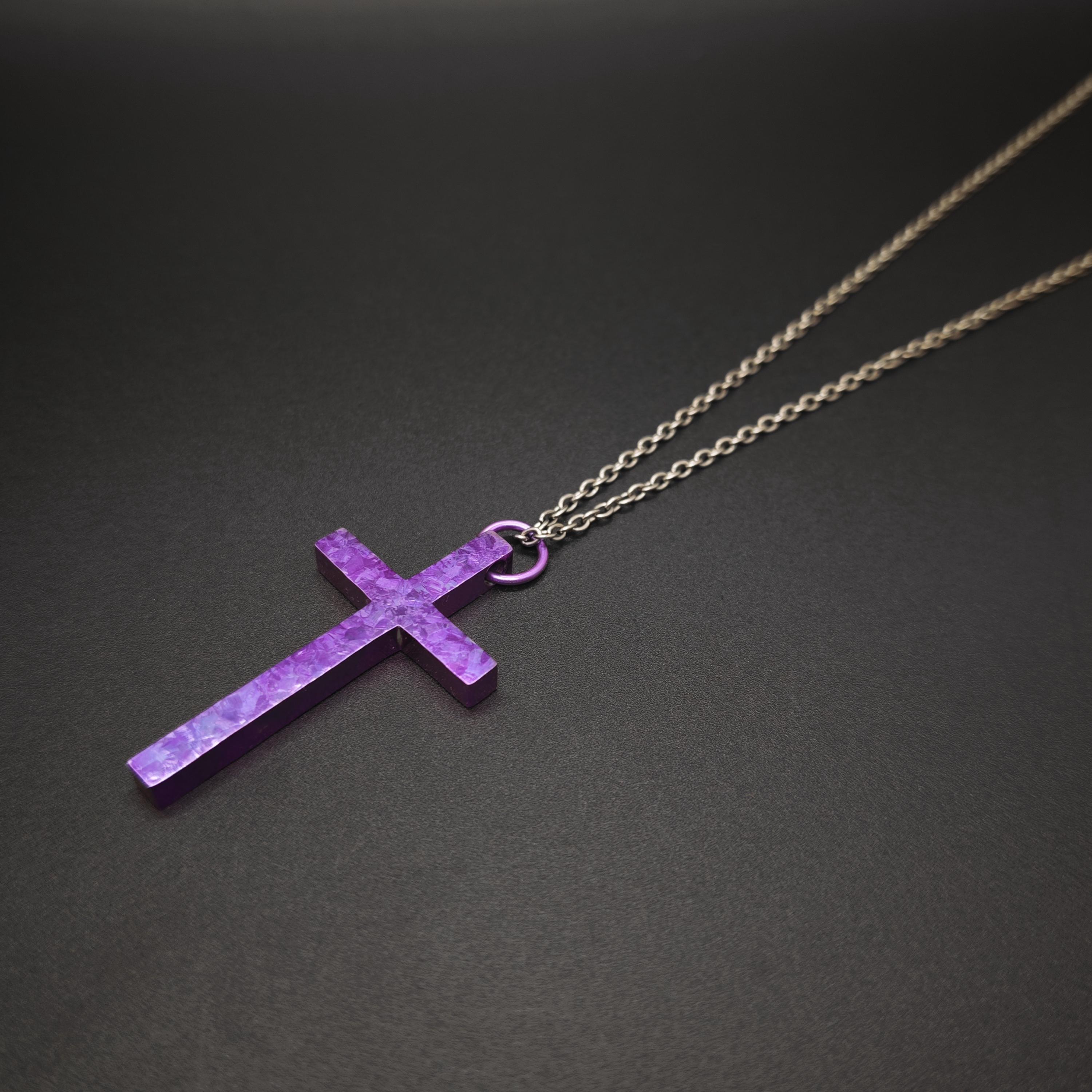 Purple Stone Cross Necklace - Etsy
