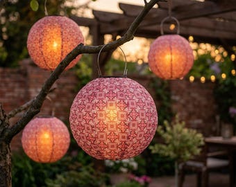 Solar Hanging Lantern Outdoor Garden Light, Waterproof LED Paper Lantern, Patio Party Decor, Balcony Festival Lamp