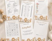 Safari Baby Shower Games Bundle, Printable Keepsakes (Instan Download)