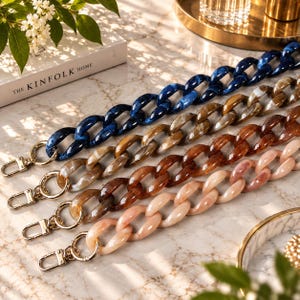 Handmade Fishbone Shape Resin Bag Strap, Colorful Acrylic Purse Chain, Detachable Bag Decor Chain