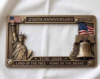 250th Anniversary Commemorative LicensePlate Frame - 1776-2026 Patriotic Car Accessory,Aluminum Vintage Frame,Patriotic Gift for Veterans