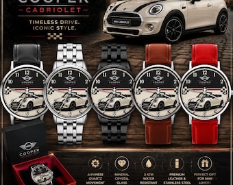 Reloj MINI Cooper Cabriolet para hombre, reloj de pulsera clásico, correa de cuero y acero inoxidable.