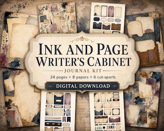 Kit per diario "Writer's Cabinet" di Ink And Page, pagine di diario stampabili, download digitale, kit di effimeri, carta per scrapbooking