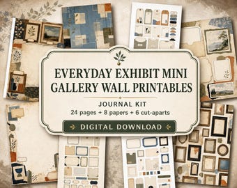 Kit de imprimibles para pared de mini galería Everyday Exhibit, páginas de diario imprimibles, descarga digital, kit de efímeros, papel para álbum de recortes