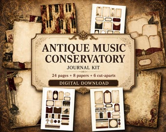 Kit de diario de conservatorio de música antigua, páginas de diario imprimibles, descarga digital, kit de efímeros, papel para álbum de recortes