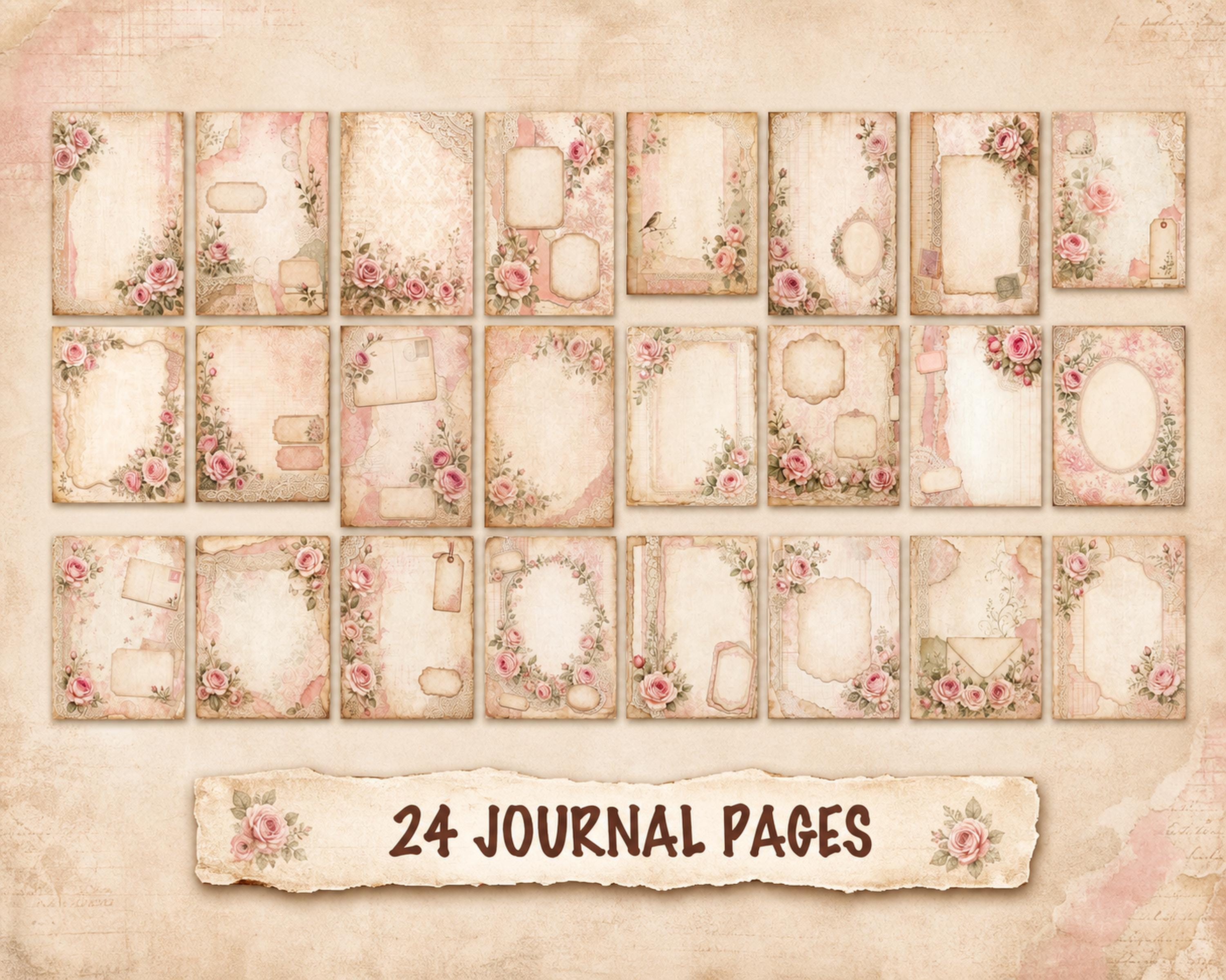 Shabby Chic Rose Junk Journal Kit, Printable Vintage Floral Journal ...