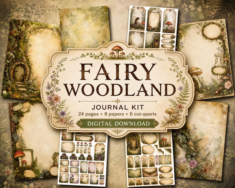 Fairy Woodland Junk Journal Kit, Printable Enchanted Forest Papers ...