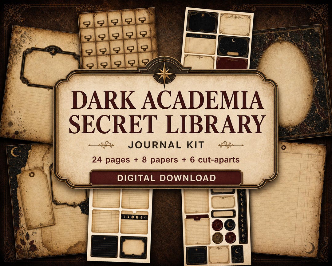 Dark Academia Secret Library Journal Kit, Printable Junk Journal Pages ...