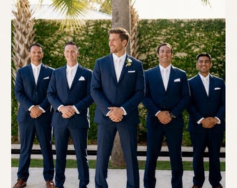 Navy Blue Custom Tailored Slim Fit Suit, Men's Wedding Business Formal Wear