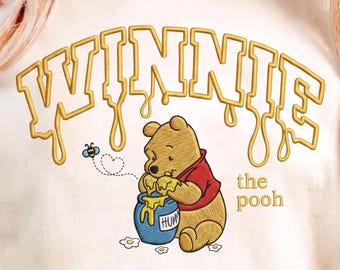 Arquivo bordado do Ursinho Pooh da Disney, Doce como Mel, Presente retrô para fãs da Disney para viagem aos parques da Disney