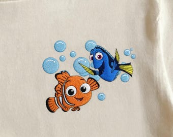 Embroidered Finding Nemo And Dory Just Keep Swimming File, Retro Embroidery Tank, 2026 Family Vacation, Magic Kingdom