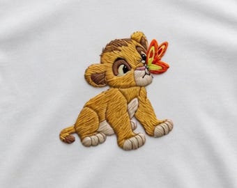 EMBROIDERED Cute Baby Simba Butterfly Disney File, Lion King, Boys Disney Shirt, Animal Kingdom, Disney World, Simba Shirt