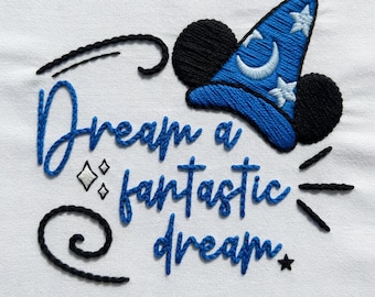 EMBROIDERED Disney Fantasia Mickey Design, Sorcerer Mickey Locket Heart Shirt, Dream a Fantastic Dream Tee, Disneyland Shirt