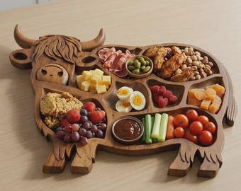 Wood Charcuterie Boards Wooden Cow Food Platter Appetizer Board