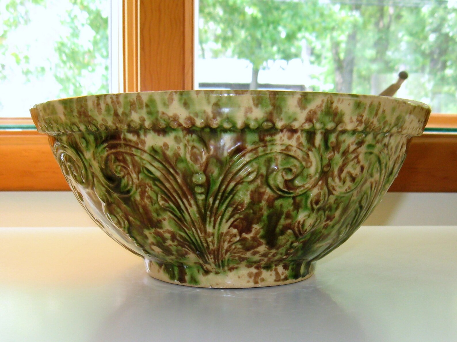 Antique 1800s Victorian YELLOWWARE spongeware Mixing BOWL Etsy