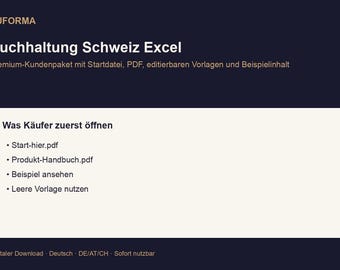 Swiss Accounting in Excel | Excel template with example, blank file and PDF guide