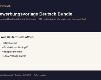Application Template German Bundle | DOCX PDF Template, Example, Checklist and Instructions