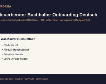 Tax advisor/accountant onboarding (German) | Customer workflow, templates, checklists, PDF, DOCX, Excel