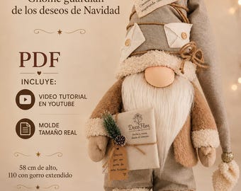 Milo, Guardian of Christmas Wishes Gnome | Full-Size Digital PDF Pattern | 58 cm | Complete YouTube Video Tutorial