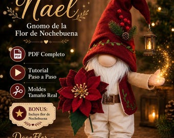 Nael – Gnomo con stella di Natale | Modello digitale in PDF | Tutorial passo passo | Modello a grandezza naturale | Decorazione natalizia fatta a mano