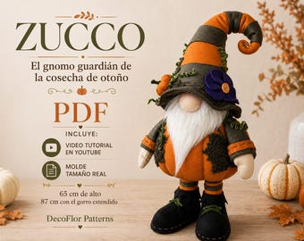 Zucco Autumn Gnome PDF Pattern | Harvest Guardian | Full-Size Sewing Pattern + YouTube Tutorial