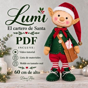 Lumi, de postbode van de Kerstman | 60 cm Kerstelf PDF-sjabloon met videotutorial