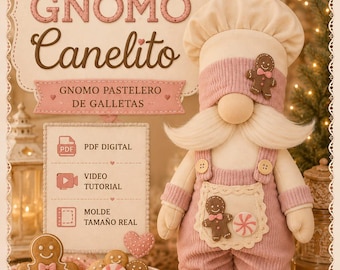 Canelito Cookie Baker Gnome PDF Pattern | Christmas Gnome Sewing Pattern | Fabric Doll Tutorial | Digital Download