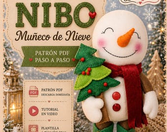 Nibo Christmas Snowman PDF Pattern | Christmas Doll Sewing Pattern | Fabric Doll Tutorial | Digital Download