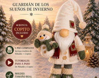 Nibaldo Gnome PDF Pattern, Christmas Gnome Sewing Pattern, Winter Gnome Plush Tutorial, Snowman Pattern Included, DIY Holiday Decor