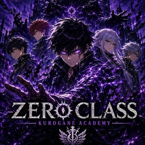 May include: A digital manga ebook cover titled Zero Class Kurogane Academy Season 2 The Rise of the Void King. The artwork features a central character with glowing purple eyes surrounded by four other figures and a dark, shadowy king figure above.