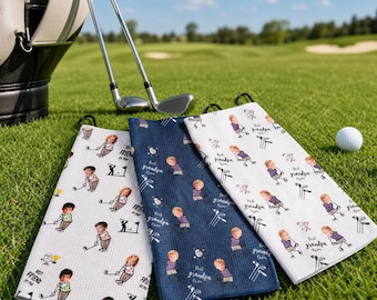 Custom Golf Towel with Kids Photo - Best Dad By Far Golf Gift, Personalized Father’s Day Gift for Golfer Dad