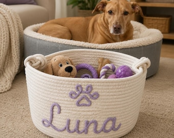 Cestino portagiochi personalizzato per cani - Organizer per animali domestici personalizzabile