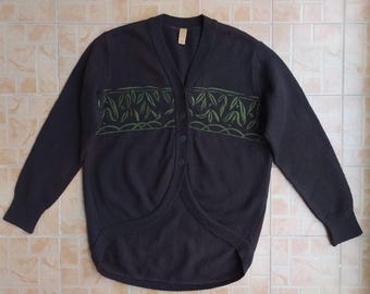 ROMEO GIGLI brun kofta i vintage-stil med broderad ull