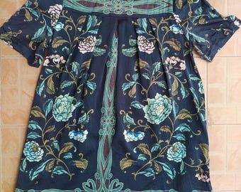 VIVIENNE TAM silk floral square neck blouse top