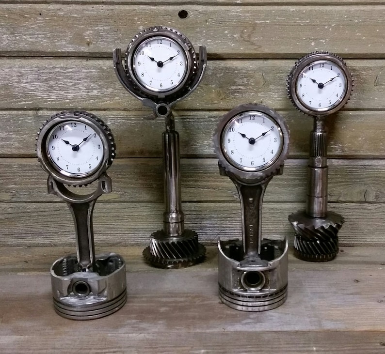 Custom Steel Gear Desk Clocks Etsy