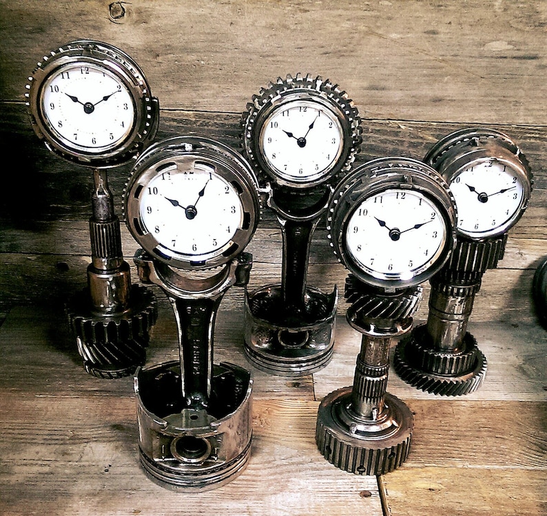 Custom Steel Gear Desk Clocks Etsy