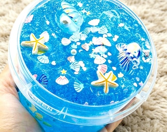 Ocean Themed Jelly Slime mit Muscheln und Seesternen, sommerliches sensorisches Spielzeug