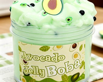 Green Avocado Butter Slime, Soft Clay Slime with Fruit Charms