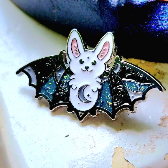 White Cute Bat Enamel Pin Brooch