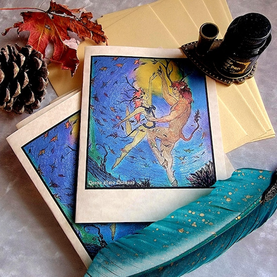 Autumn Dance Nature Woodland Scene Note Card