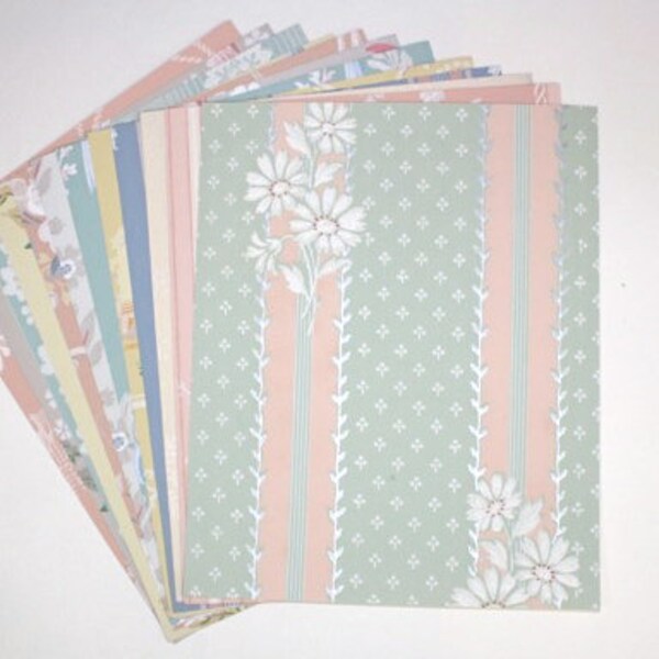 Vintage Wallpaper Sample Collage Pack (12 Sheets, 8 1/2 in. x 10 1/2 in.)