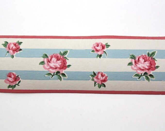 Vintage Wallpaper Border TRIMZ Shabby Chic Blue and Pink Etsy